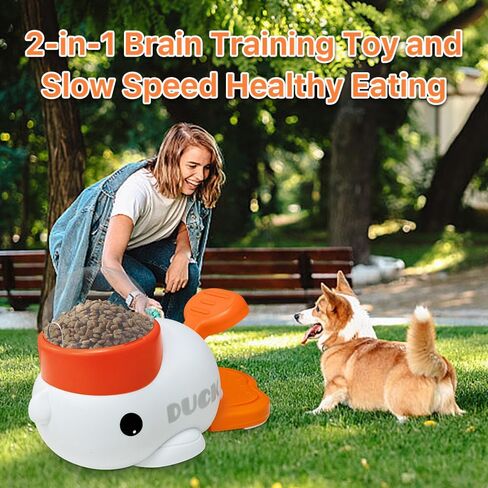 Dog Slow Feeder Puzzle Toy, 2-in-1 Interactive Duck Shaped Puppy Treat Feeding Food Dispenser Mental Stimulation Toys for Small & Large Cats Dogs in Saudi Arabia