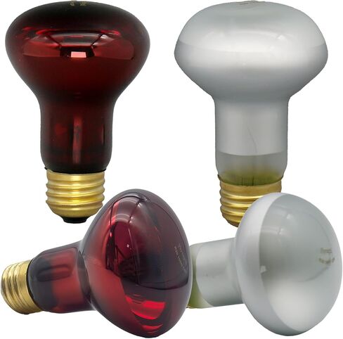 Reptile Heat Lamp Bulb 100 Watt, Day Time & Night Basking Spot Light Combo Pack, Amphibians Infrared Red Heat Light Bulb and Daylight Heating Lamp for Bearded Dragon, Leopard Gecko, Chicken, 4 Pack in Saudi Arabia