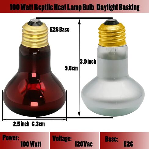 Reptile Heat Lamp Bulb 100 Watt, Day Time & Night Basking Spot Light Combo Pack, Amphibians Infrared Red Heat Light Bulb and Daylight Heating Lamp for Bearded Dragon, Leopard Gecko, Chicken, 4 Pack in Saudi Arabia