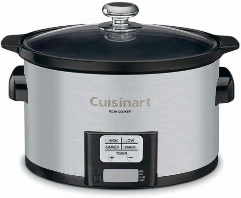 Cuisinart PSC-350 3.5 لتر طباخ بطيء مصقول من الفولاذ المقاوم للصدأ مع Deco Chef مقص طلاء تيتانيوم ذهبي من الأكريليك الشفاف لجميع الأغراض ولوح تقطيع من الخيزران الفاخر من Deco Chef in Saudi Arabia