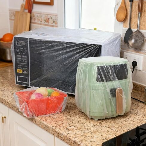30 قطعة من أغطية غبار أجهزة المطبخ الصغيرة، 90*110 سم غطاء غبار بلاستيكي سميك شفاف للاستعمال مرة واحدة مع أغطية مرنة لأجهزة المطبخ لمقلاة الهواء، الخلاط، صانع القهوة، طنجرة الضغط، طباخ بطيء in Kuwait