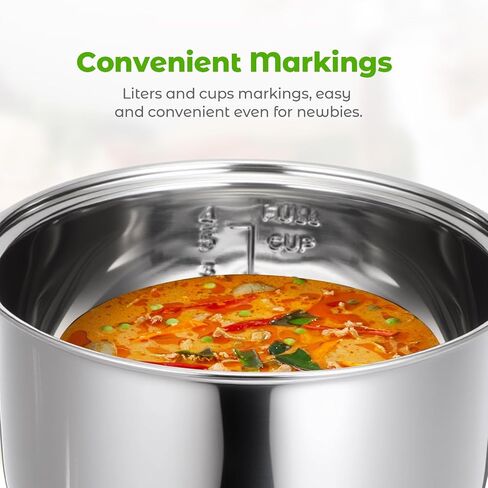 304 Stainless Steel Rice Cooker Inner Pot, Inner Bowl, Non-stick Replacement Pot, Durable & Universal Fit for Multi-cookers, Even Heating for Delicious Rice(3 L) in Saudi Arabia