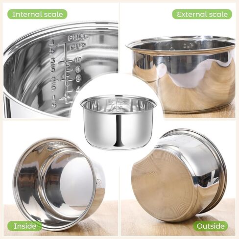 304 Stainless Steel Rice Cooker Inner Pot, Inner Bowl, Non-stick Replacement Pot, Durable & Universal Fit for Multi-cookers, Even Heating for Delicious Rice(3 L) in Saudi Arabia