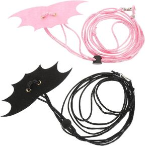 NUOBESTY 2 Sets Sturdy Lizard Traction Rope with Wing Design for Small Squirrels Iguanas Reptiles Outdoor Walking Safety Leash in Black and Pink in Saudi Arabia