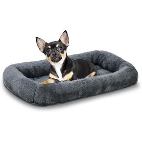 Patas Lague Bolster Dog Bed for Extra Small Dogs 16''x12'', Soft Warm Foam Pet Sofa Bed, Machine Washable Pet Cat Crate Mat for Toy Breeds, Black in Saudi Arabia