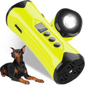 Dog Bark Deterrent Devices, Ultrasonic Anti Barking Device for Dogs, Ultrasonic 50Ft Dog Training Tool with Flashlight Rechargeable Bark Control Safe for Dogs & Human Portable Indoor Outdoor（Yellow） in Saudi Arabia