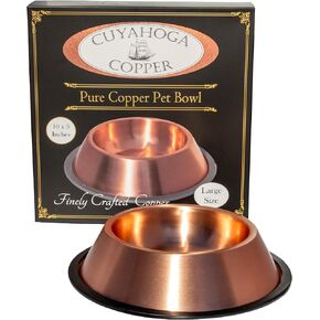 وعاء الحيوانات الأليفة من النحاس النقي من Cuyahoga Copper - طبق ممتاز لطعام ومياه الكلاب والقطط - تصميم متين وسهل التنظيف وأنيق - مثالي للحيوانات الأليفة الصحية! in Kuwait