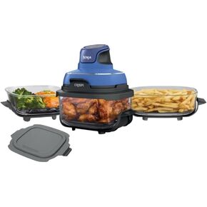 Ninja FN103CO Crispi 5 في 1 نظام طهي زجاجي محمول للقلي بالهواء، حاويات 2.5 لتر، 4 لتر و6 لتر للطهي العائلي، إعادة التسخين، مفضلات الحفلات. in Kuwait