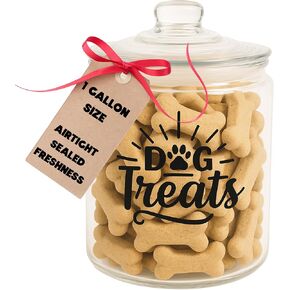 kitchentoolz 1-Gallon Glass Dog Treat Container Airtight – Large Countertop Dog Cookie Jar with Lid for Dog Treat Storage, Decorative Treat Jar & Dachshund Accessories in Kuwait