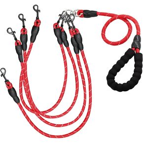 4 Way Dog Leashes,No Tangle Medium Small Dog Walking Leash,Nylon Pet Leash for 1 to 4 Dogs Outdoor Walking (Black) in Kuwait