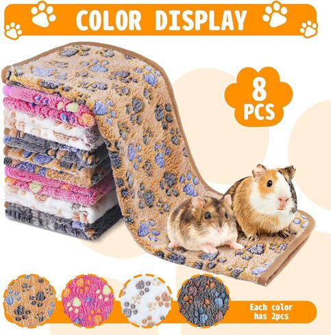 8PCS Soft Guinea Pig Bedding Blankets Washable Small Animal Fleece Cage Liners Reusable Pet Pee Pad Sleep Mat Pad Cover for Hamster Chinchilla Rabbit Hedgehog Dog Cat Essentials (16×24 Inch) in Saudi Arabia