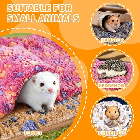 8PCS Soft Guinea Pig Bedding Blankets Washable Small Animal Fleece Cage Liners Reusable Pet Pee Pad Sleep Mat Pad Cover for Hamster Chinchilla Rabbit Hedgehog Dog Cat Essentials (16×24 Inch) in Saudi Arabia