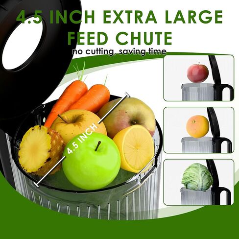 Cold Press Juicer, Touchscreen Juicer Machines with 4.5'' Wide Feed Chute, Stainless Steel Masticating Juicers Easy to Clean, Ergonomic Operational Panel Design, High Juice Yield, Steel in Kuwait
