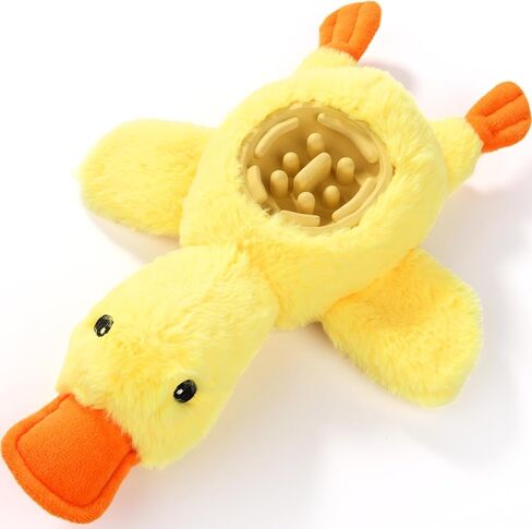 Yellow Duck Plush Dog Toys with Squeaks, Food Hiding Function & Interactive Play - Durable & Fun for Large, Medium & Small Dogs in Saudi Arabia