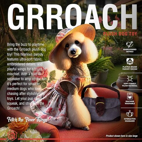 Traderr Woofs – Luxurious Plush Dog Toy with Squeaker, Premium Fabric, Embroidered Details, Designer-Inspired Chew Toy, Fun Gift for Small to Medium Dogs & Dog Lovers in Kuwait