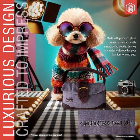 Traderr Woofs – Luxurious Plush Dog Toy with Squeaker, Premium Fabric, Embroidered Details, Designer-Inspired Chew Toy, Fun Gift for Small to Medium Dogs & Dog Lovers in Kuwait