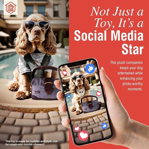 Traderr Woofs – Luxurious Plush Dog Toy with Squeaker, Premium Fabric, Embroidered Details, Designer-Inspired Chew Toy, Fun Gift for Small to Medium Dogs & Dog Lovers in Kuwait