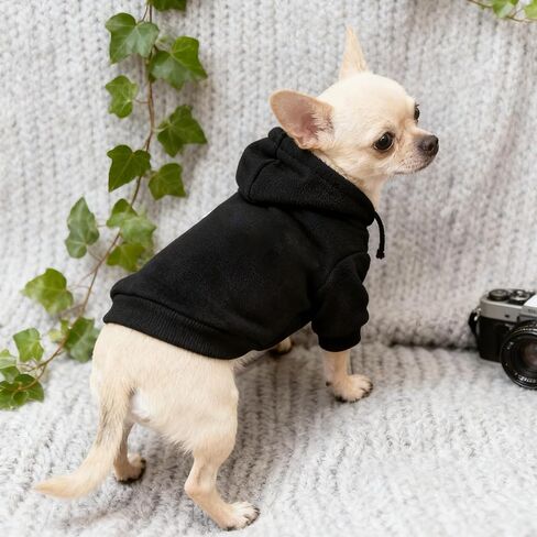 Black Winter Dog Hoodie for Small and Medium Breeds, Warm Fleece-Lined Hooded Sweater, Cold Weather Pet Apparel with Leash Access in Saudi Arabia