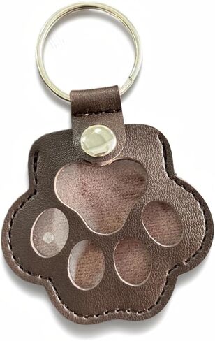 Pet Memorial Keychain Leather Cat Claw Keychain Pet Hair Keepsake Box Cherished Memories Gifts for Pet Lovers (Dark Brown) in Saudi Arabia