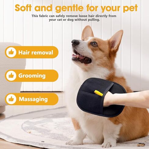 قطعتان من القفازات السوداء مزدوجة الجوانب لإزالة شعر الحيوانات الأليفة، فرشاة سحرية إلكتروستاتيكية لإزالة شعر الحيوانات الأليفة وأداة تزيين مع مشط للكلاب والقطط والأريكة والسرير والسيارة والأثاث in Kuwait