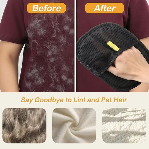 قطعتان من القفازات السوداء مزدوجة الجوانب لإزالة شعر الحيوانات الأليفة، فرشاة سحرية إلكتروستاتيكية لإزالة شعر الحيوانات الأليفة وأداة تزيين مع مشط للكلاب والقطط والأريكة والسرير والسيارة والأثاث in Kuwait