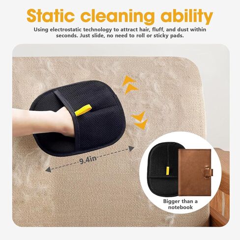 قطعتان من القفازات السوداء مزدوجة الجوانب لإزالة شعر الحيوانات الأليفة، فرشاة سحرية إلكتروستاتيكية لإزالة شعر الحيوانات الأليفة وأداة تزيين مع مشط للكلاب والقطط والأريكة والسرير والسيارة والأثاث in Kuwait