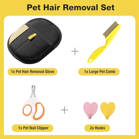 قفاز إزالة شعر الحيوانات الأليفة - مزيل شعر الحيوانات الأليفة الكهروستاتيكية، أداة إزالة شعر القطط والكلاب للأريكة والأثاث والسجاد ومقعد السيارة والستائر وقفازات العناية بالقطط مزدوجة الجوانب قابلة لإعادة الاستخدام (قطعة واحدة) in Kuwait