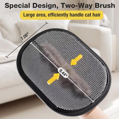 قفاز إزالة شعر الحيوانات الأليفة - مزيل شعر الحيوانات الأليفة الكهروستاتيكية، أداة إزالة شعر القطط والكلاب للأريكة والأثاث والسجاد ومقعد السيارة والستائر وقفازات العناية بالقطط مزدوجة الجوانب قابلة لإعادة الاستخدام (قطعة واحدة) in Kuwait