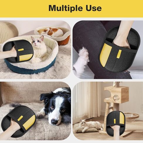 قفاز إزالة شعر الحيوانات الأليفة - مزيل شعر الحيوانات الأليفة الكهروستاتيكية، أداة إزالة شعر القطط والكلاب للأريكة والأثاث والسجاد ومقعد السيارة والستائر وقفازات العناية بالقطط مزدوجة الجوانب قابلة لإعادة الاستخدام (قطعة واحدة) in Kuwait