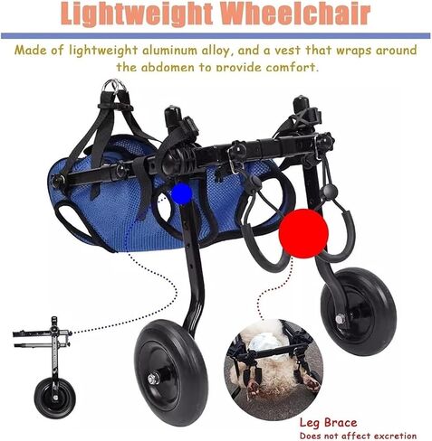 Dog Wheelchair Pet Rehabilitation Walking Aids, Rear Leg Wheelchairs Support, Adjustable Assist Carts with Wheels, Small Amputee Pets Walk Tools in Saudi Arabia