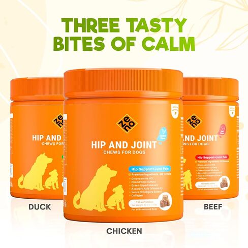 ZENO Glucosamine HCL & Hip and Joint Chews for Dogs - 150 pcs - Advanced Hip and Joint Support for Dogs - with MSM & Green Lipped Mussel - Chicken in Saudi Arabia