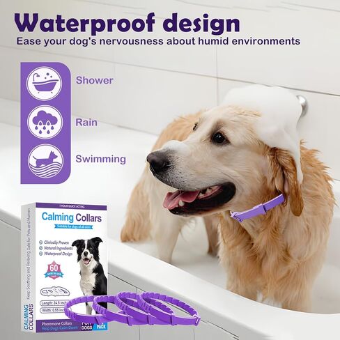 أطواق مهدئة للكلاب - 4 عبوات، أطواق مهدئة للكلاب للقلق والتوتر والانفصال، مقاس 25 بوصة قابل للتعديل، طوق للقلق للكلاب، يدوم 60 يومًا in Kuwait
