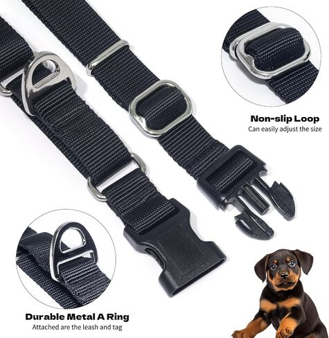 Rttochfy Martingale Dog Collars, Adjustable Nylon Dog Collar with Quick Release Buckle, No Choke Training Collar for Small Medium Large Dogs (Black, L) in Saudi Arabia