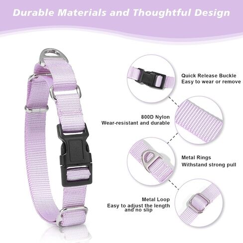 Rttochfy Martingale Dog Collars, Adjustable Nylon Dog Collar with Quick Release Buckle, No Choke Training Collar for Small Medium Large Dogs (Black, L) in Saudi Arabia