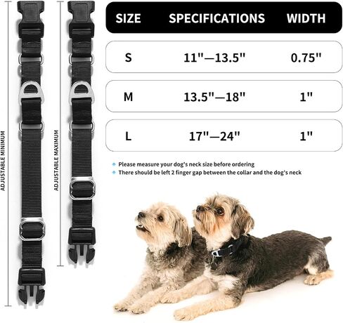 Rttochfy Martingale Dog Collars, Adjustable Nylon Dog Collar with Quick Release Buckle, No Choke Training Collar for Small Medium Large Dogs (Black, L) in Saudi Arabia