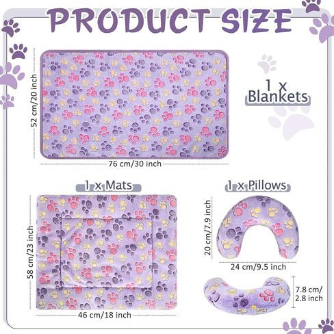 Namalu Christmas Pet Bed Mats with Puppy Dog Blankets and Pillows for Cats Puppy Bed Warm Sleep Mat Fleece Blanket Fluffy Pet Calming Toy Half Donut U Shaped Neck Pillow for Small Dogs and Cats in Saudi Arabia