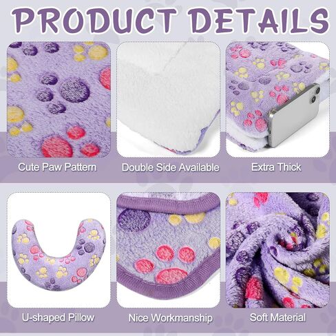 Namalu Christmas Pet Bed Mats with Puppy Dog Blankets and Pillows for Cats Puppy Bed Warm Sleep Mat Fleece Blanket Fluffy Pet Calming Toy Half Donut U Shaped Neck Pillow for Small Dogs and Cats in Saudi Arabia