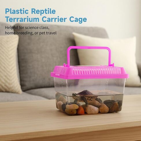 30 PCS Plastic Reptile Terrarium Carrier Cage, Portable Transparent Aquarium Box with Slotted Ventilation Holes for Turtle, Snake, Spider, Breeding, Hatching, Fish, 5 Colors Lid, 5 x 3.4 x 3.4 in in Saudi Arabia