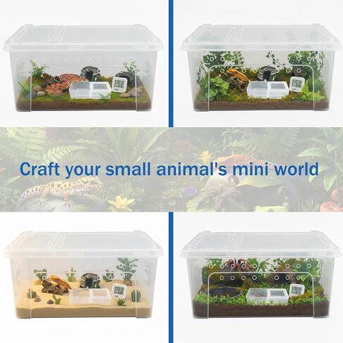 10 Pcs Jumping Spider Enclosure Kit, Acrylic Reptile Breeding Box Cage, Digital Thermometer Hygrometer Temperature, Coco Coir Mats Hides, Water Food Feeder Bowl Dish Indoor Habitat | by Cotkkstt in Saudi Arabia