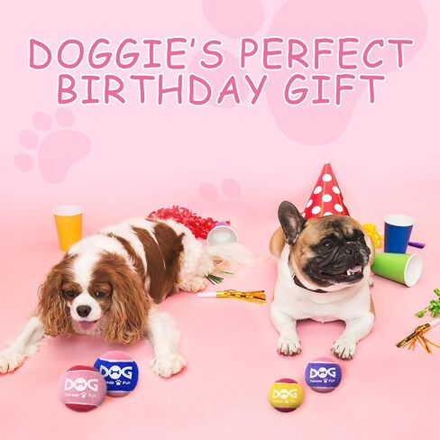 Squeaky Balls for Dogs, Squeaky Dog Toys Balls for Fetch, Funny Puppy Chew Toys, Built-in Squeaker, Idea for Doggie Birthday Gift, Medium - 4 Pack in Kuwait
