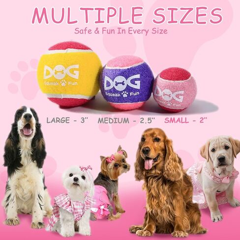 Squeaky Balls for Dogs, Squeaky Dog Toys Balls for Fetch, Funny Puppy Chew Toys, Built-in Squeaker, Idea for Doggie Birthday Gift, Medium - 4 Pack in Kuwait