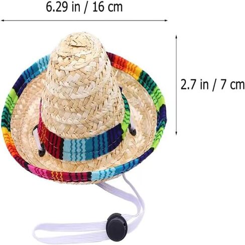 Halloween Cat Hat Pet Sombrero Hat Mexican Pet Straw Cap with Adjustable Chin Strap in Kuwait