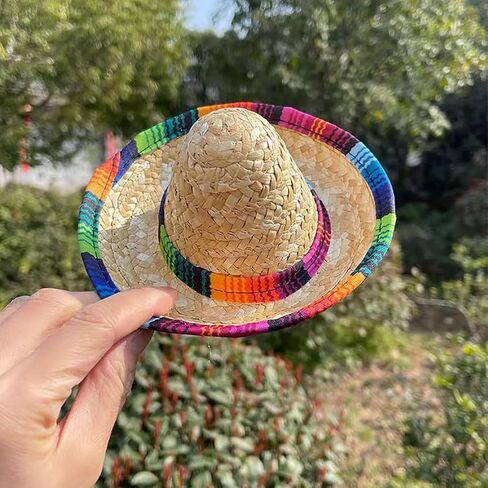 Halloween Cat Hat Pet Sombrero Hat Mexican Pet Straw Cap with Adjustable Chin Strap in Kuwait