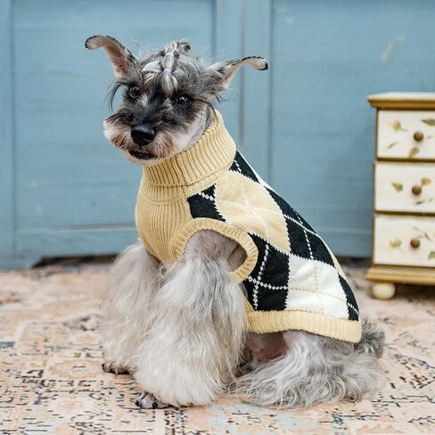 KOOLTAIL Dog Christmas Sweater, Knit Turtleneck Cold Weather Dog Sweaters for Small Medium Large Dogs, Red and Green Plaid Pullover Knitwear Pet Winter Warm Clothes, Puppy Sweater for Girls Boys M in Saudi Arabia