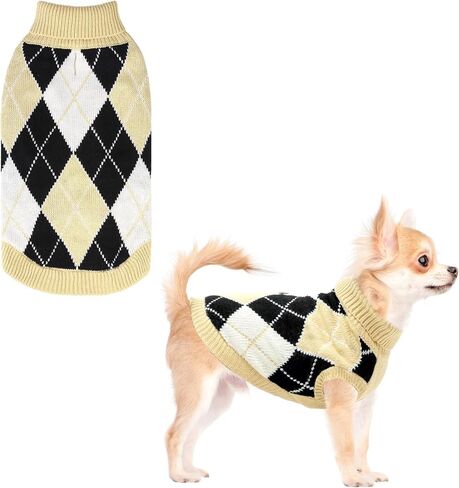KOOLTAIL Dog Christmas Sweater, Knit Turtleneck Cold Weather Dog Sweaters for Small Medium Large Dogs, Red and Green Plaid Pullover Knitwear Pet Winter Warm Clothes, Puppy Sweater for Girls Boys M in Saudi Arabia