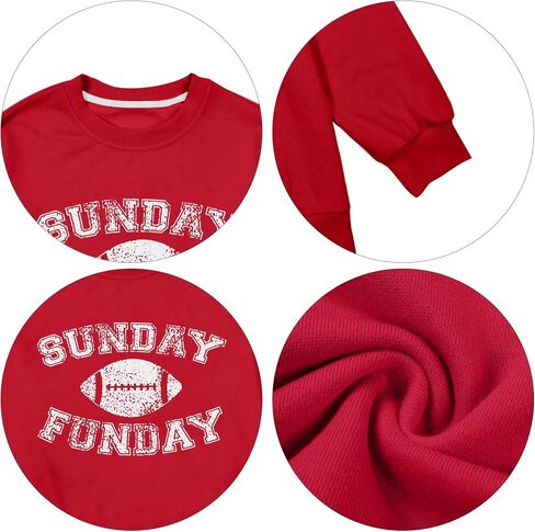 FLOYU Women Sunday Funday Sweatshirt Cute Football Graphic Pullover Game Day Weekend Tops Casual Football Season Shirt in Kuwait