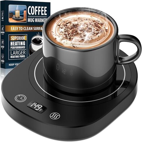 Smart Mug Warmer, LED Display&Smart Safety Auto Shut-Off Coffee Cup Warmer for Desk, 3 Temperature Settings&2-12H Timer Electric Beverage Warmer for Heating Coffee, Milk, Beverage, Candle Jar (Black) in Saudi Arabia