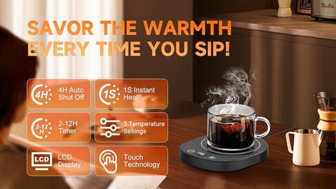 Smart Mug Warmer, LED Display&Smart Safety Auto Shut-Off Coffee Cup Warmer for Desk, 3 Temperature Settings&2-12H Timer Electric Beverage Warmer for Heating Coffee, Milk, Beverage, Candle Jar (Black) in Saudi Arabia