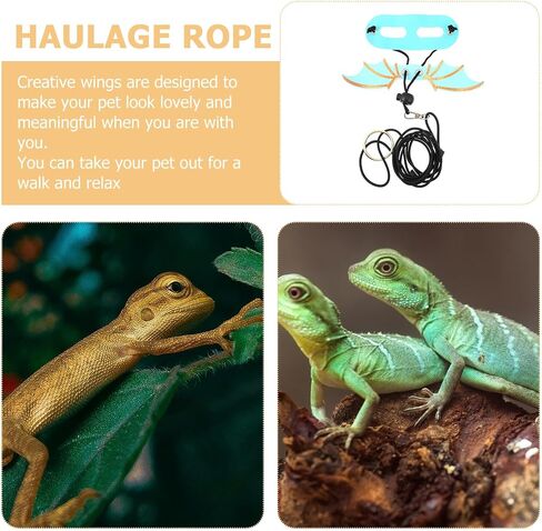 GANAZONO 5Pcs Adjustable Lizard Harness and Leash with Wings for Bearded Dragon Gecko Small Reptiles Comfortable Pet Accessory for Outdoor Walking in Saudi Arabia