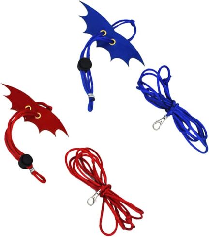2PCS Small Animal Harness Leash with Bat Wing for Hamsters Rats Guinea Pigs Adjustable Rope Vest for Secure Neck and Stomach Protection Red Blue in Saudi Arabia